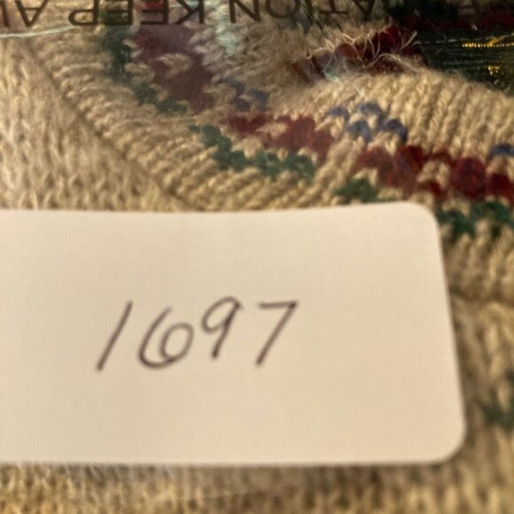 Womens Vintage 90s Dana Scott Floral Sweater Crew Neck Tan Red M Acrylic - Picture 8 of 8